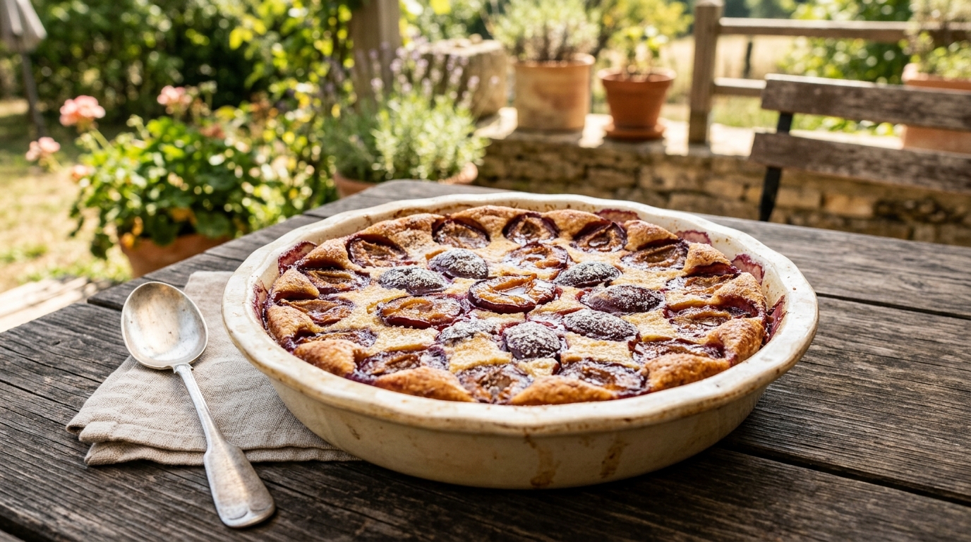 J’ai versé une pâte toute simple sur les derniers fruits du verger juste pour tester : mes invités ont cru que j’avais passé l’après-midi en cuisine