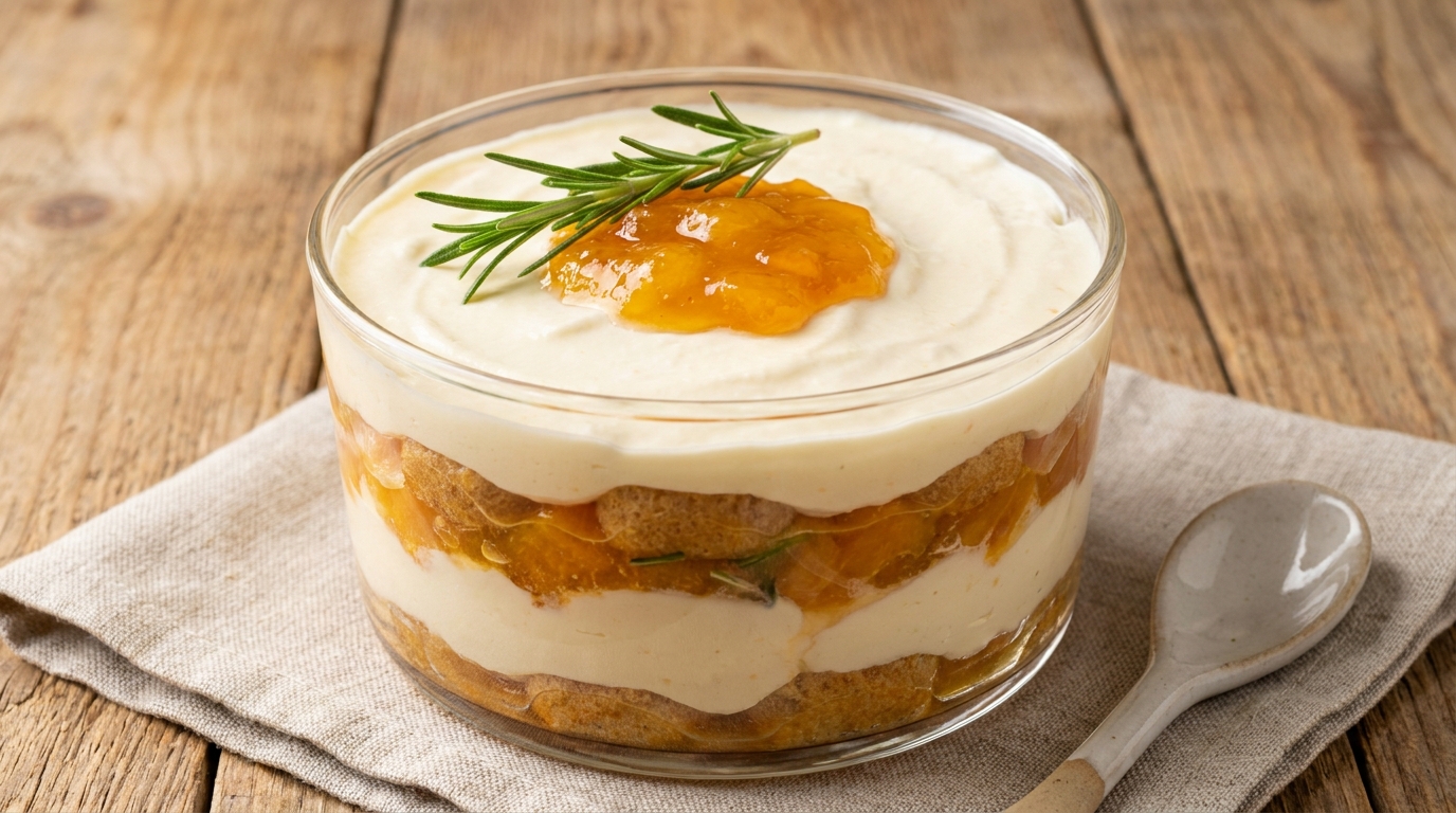 Ma voisine a reposé sa cuillère et m’a dit : « ce n’est pas un tiramisu, c’est mieux » (elle n’a pas deviné l’herbe cachée dans les abricots)